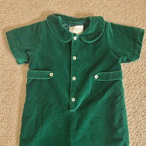 Strasburg Holiday Romper Size 3T. Green. Soft Like Velvet.